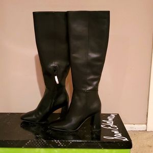 Sam Edelman Black Knee-High Block Heel Boots